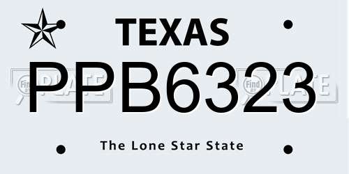 PPB6323 Texas License Plate