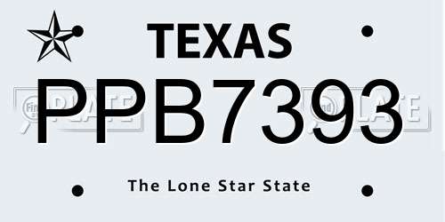 PPB7393 Texas License Plate