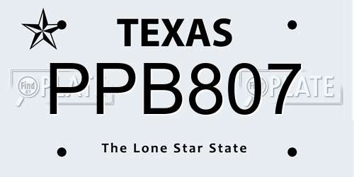 PPB807 Texas License Plate