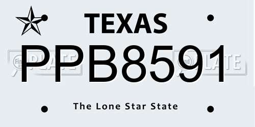 PPB8591 Texas License Plate