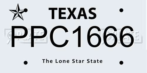 PPC1666 Texas License Plate