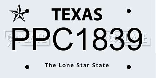 PPC1839 Texas License Plate