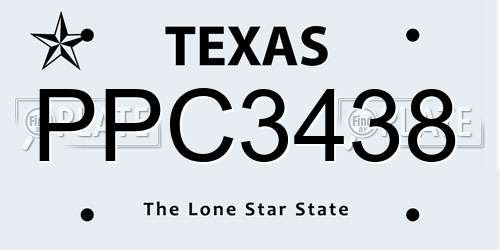 PPC3438 Texas License Plate