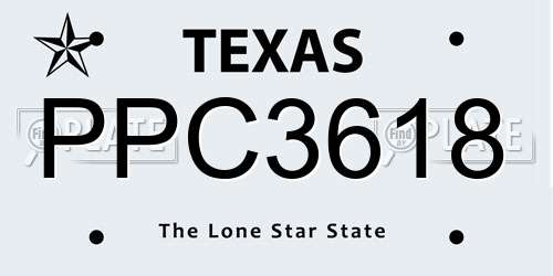 PPC3618 Texas License Plate