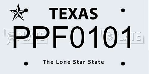 PPF0101 Texas License Plate