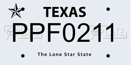 PPF0211 Texas License Plate