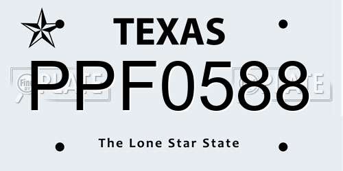 PPF0588 Texas License Plate