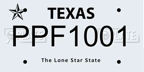 PPF1001 Texas License Plate