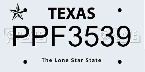 PPF3539 Texas License Plate