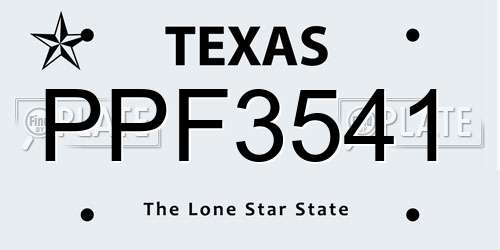 PPF3541 Texas License Plate