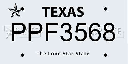 PPF3568 Texas License Plate