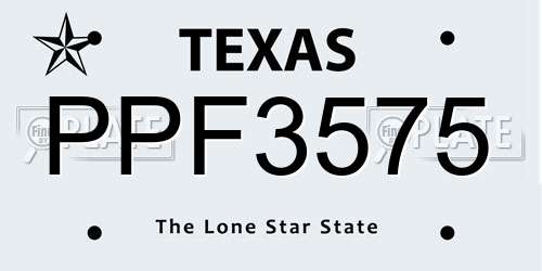 PPF3575 Texas License Plate