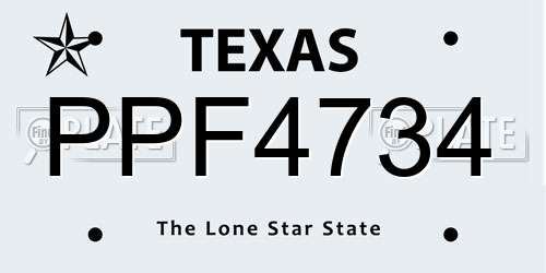 PPF4734 Texas License Plate