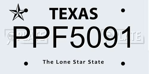 PPF5091 Texas License Plate