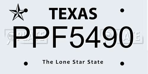 PPF5490 Texas License Plate