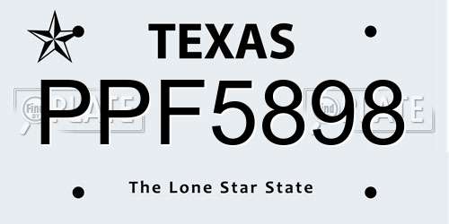 PPF5898 Texas License Plate