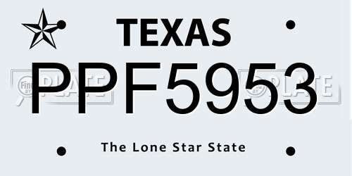 PPF5953 Texas License Plate