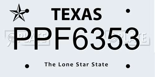 PPF6353 Texas License Plate
