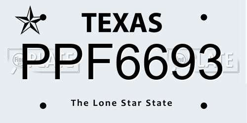 PPF6693 Texas License Plate