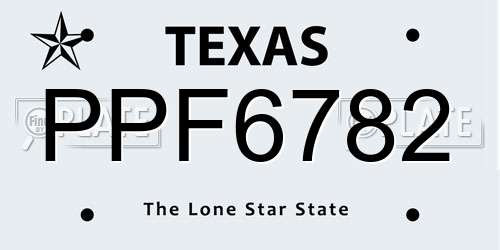 PPF6782 Texas License Plate