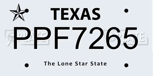 PPF7265 Texas License Plate