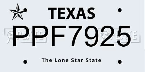 PPF7925 Texas License Plate