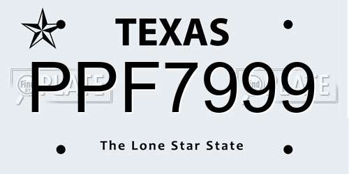 PPF7999 Texas License Plate