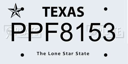 PPF8153 Texas License Plate