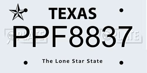 PPF8837 Texas License Plate