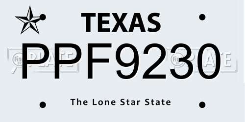 PPF9230 Texas License Plate
