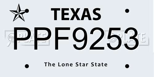 PPF9253 Texas License Plate