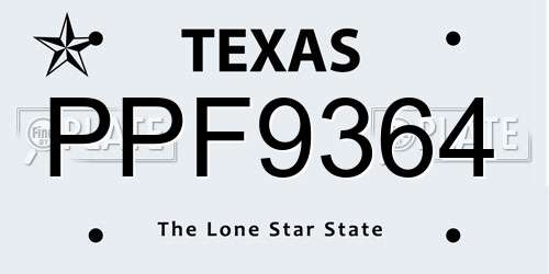 PPF9364 Texas License Plate