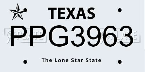 PPG3963 Texas License Plate