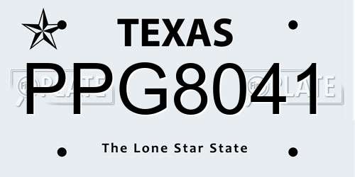 PPG8041 Texas License Plate
