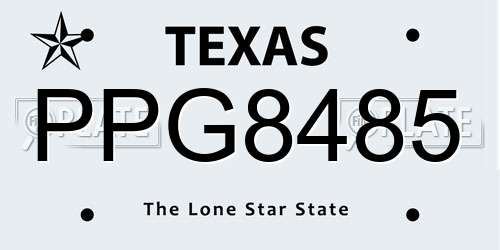 PPG8485 Texas License Plate