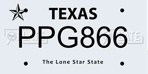 PPG866 Texas License Plate