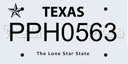 PPH0563 Texas License Plate