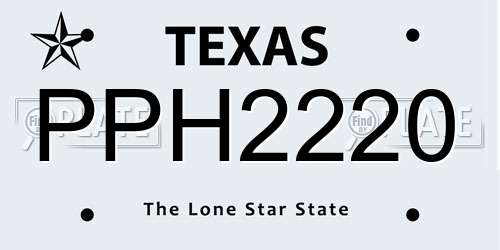 PPH2220 Texas License Plate