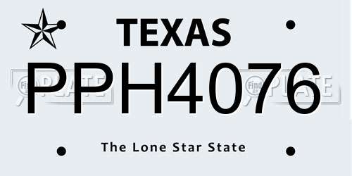 PPH4076 Texas License Plate