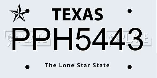 PPH5443 Texas License Plate