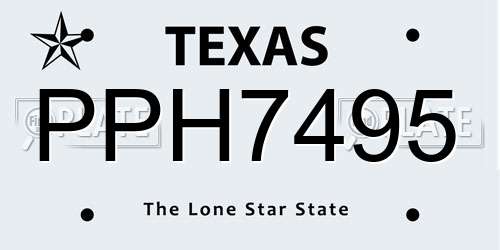 PPH7495 Texas License Plate