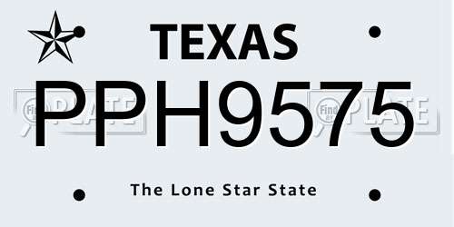 PPH9575 Texas License Plate