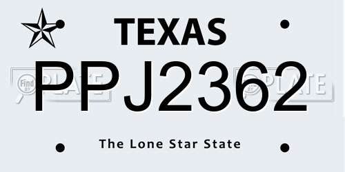 PPJ2362 Texas License Plate