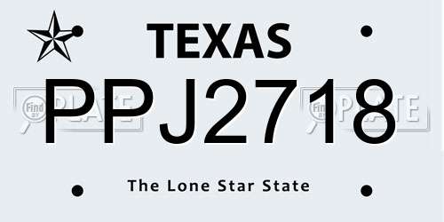 PPJ2718 Texas License Plate