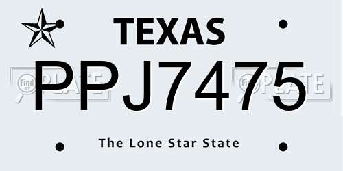 PPJ7475 Texas License Plate