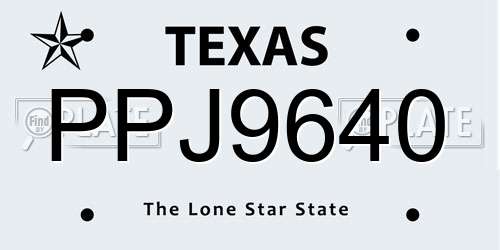 PPJ9640 Texas License Plate