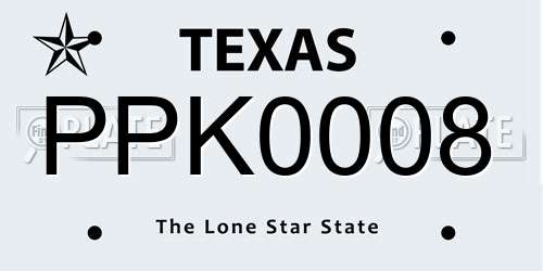 PPK0008 Texas License Plate