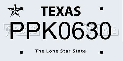 PPK0630 Texas License Plate
