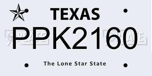 PPK2160 Texas License Plate