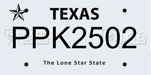 PPK2502 Texas License Plate